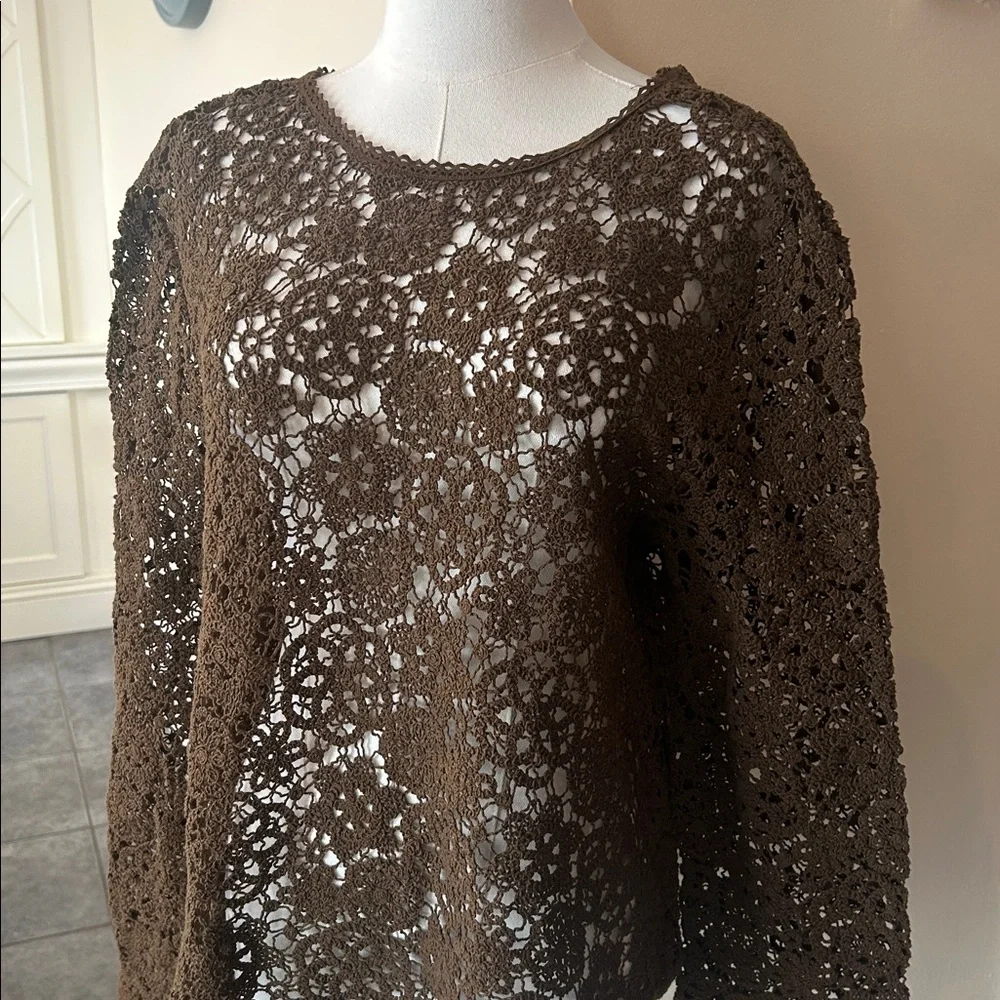 ZARA crochet top, Elegant Brown Crochet size medium - Picture 8 of 11